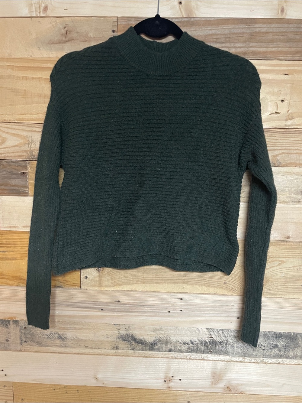 American Eagle Outfitters size Small Forest Green Cropped Turtleneck Sweater